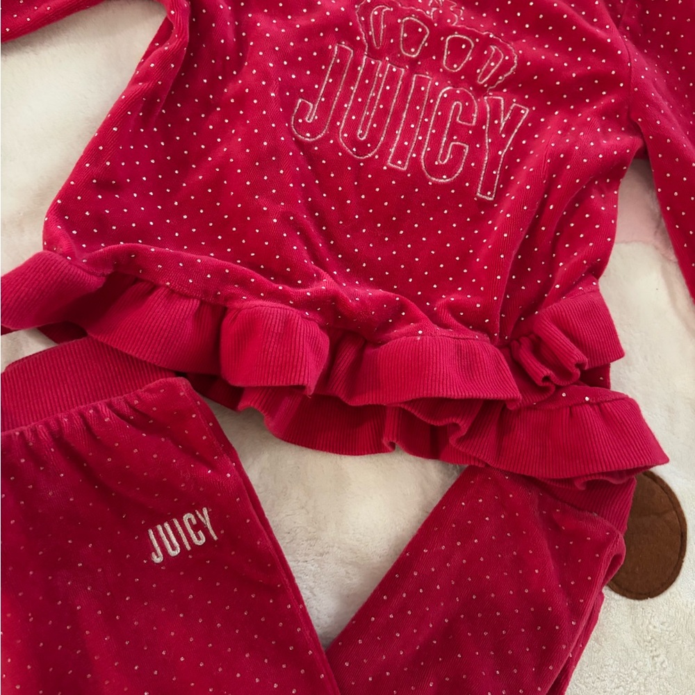 Juicy Couture Pink Velour Set with Crown Detail